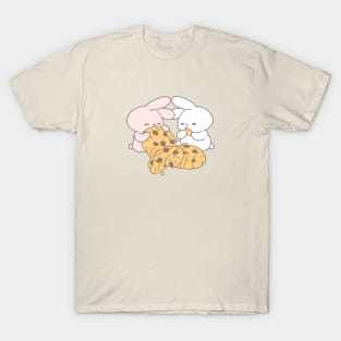 Two Cute Bunnies Enjoying Giant Chocolate Cookies T-Shirt